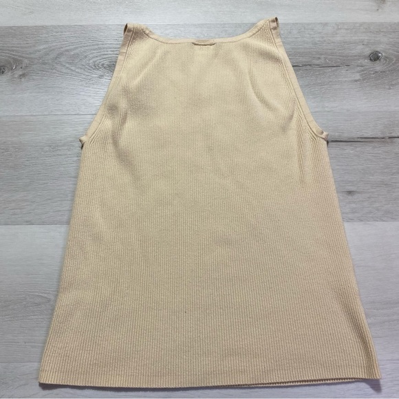 LOFT Cream High Neck Sleeveless Ribbed Sweater Tank, size L - Picture 7 of 7
